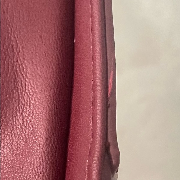 Badgley Mischka Quilted Shoulder Bag Burgundy with Gold Studs - Picture 11 of 14